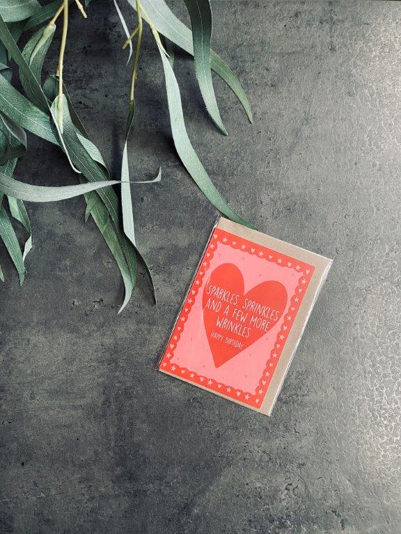 From Rosalie – Greeting Card, ‘Sprinkle Wrinkles’ Birthday Card