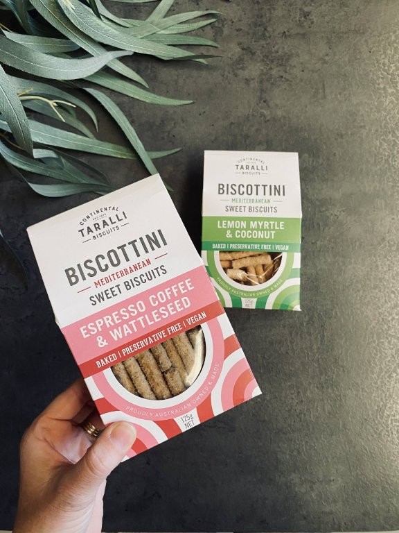 Continental Tarallini Biscuits – Biscottini Sweet Biscuits, Espresso Coffee and Wattleseed (125g)