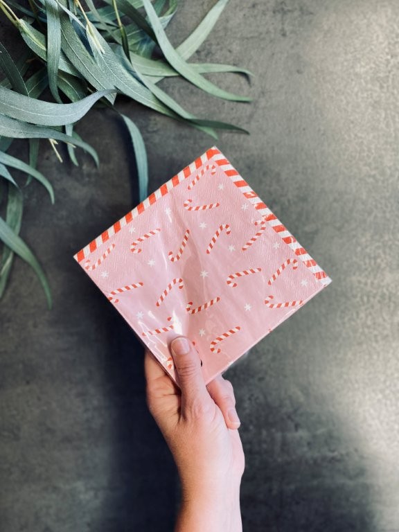 Candy Cane 20pk 3 Ply Napkin (33cm)